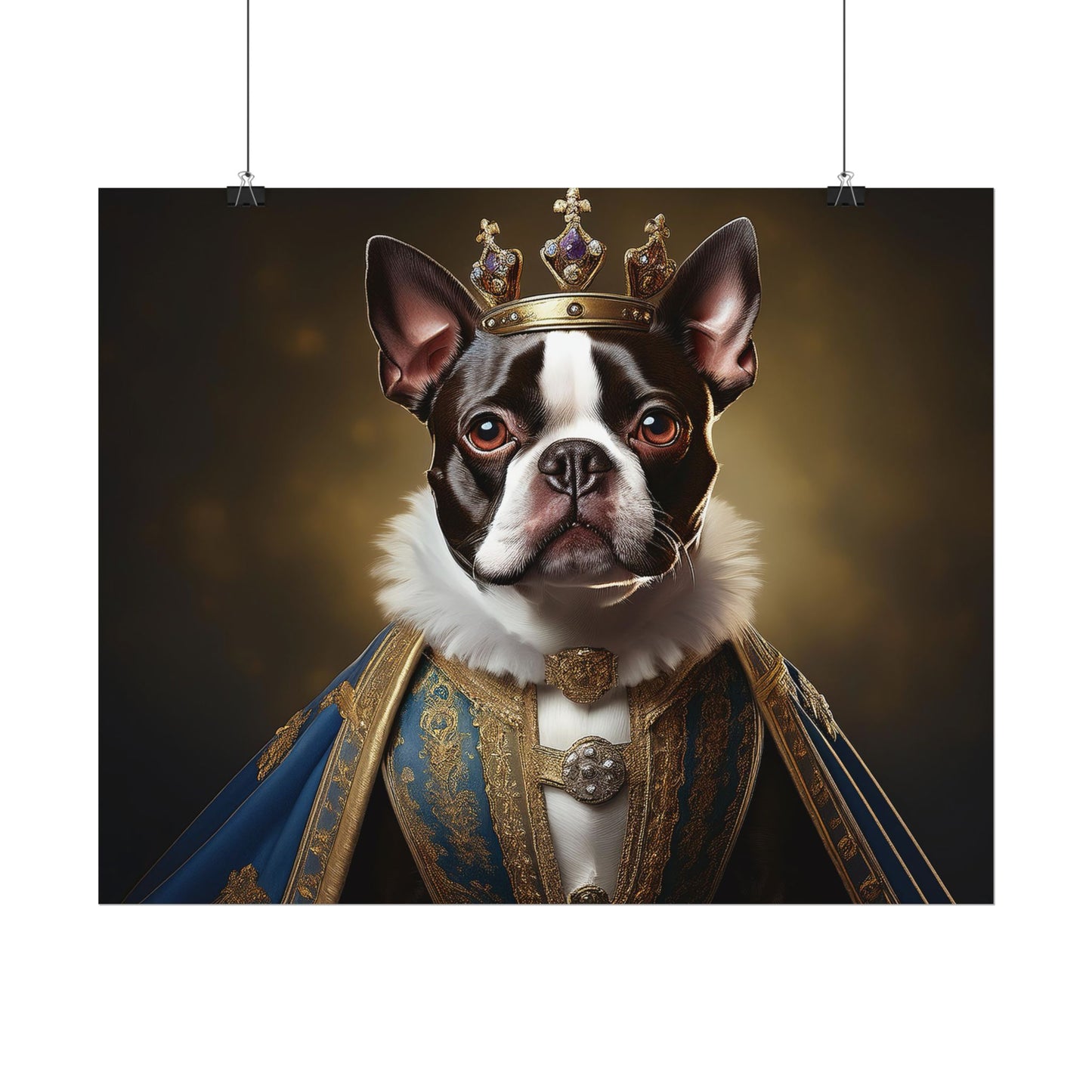 Boston Terrier Renaissance Dog Portrait Art Print, Wall Decor Gift, Animal Lover Home Decor, Dog Wall Art