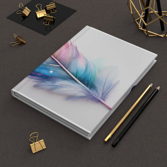 Watercolor Hardcover Rainbow Feather Journal (Style 3), Writing Notebook, Diary, Sketchbook, Gift for Writers, Stationery, Dream Journal