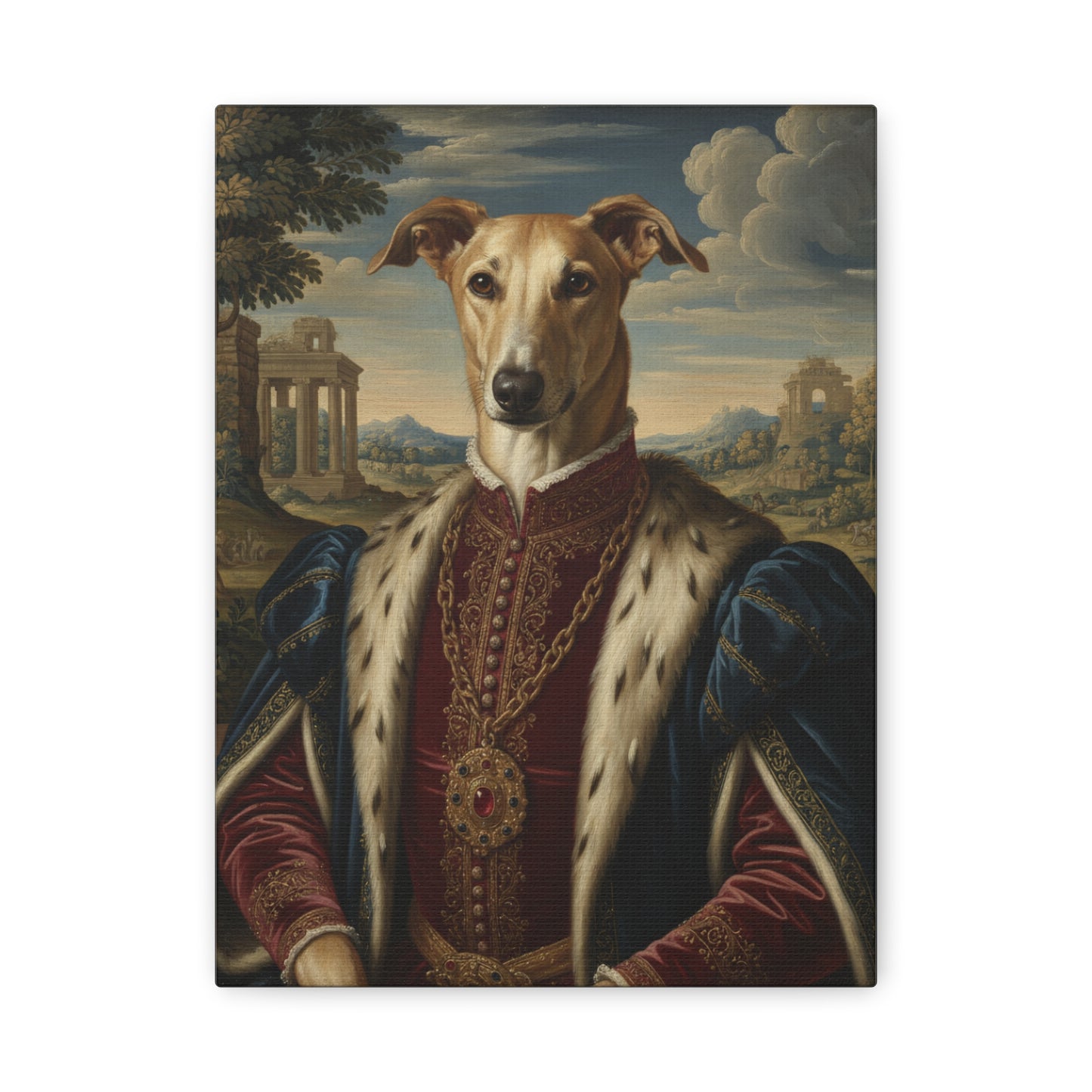 Azawakh Renaissance Portrait Canvas, Pet Lovers Decor, Animal Art Print, Dog Owner Gift, Custom Pet Artwork, Home Wall Art