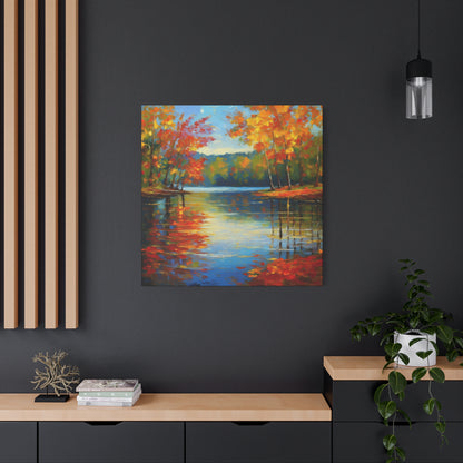 Fall Changing Leaves on a Lake Canvas Print | Style 2 | Wall Art | Wall Print | Fall Decor