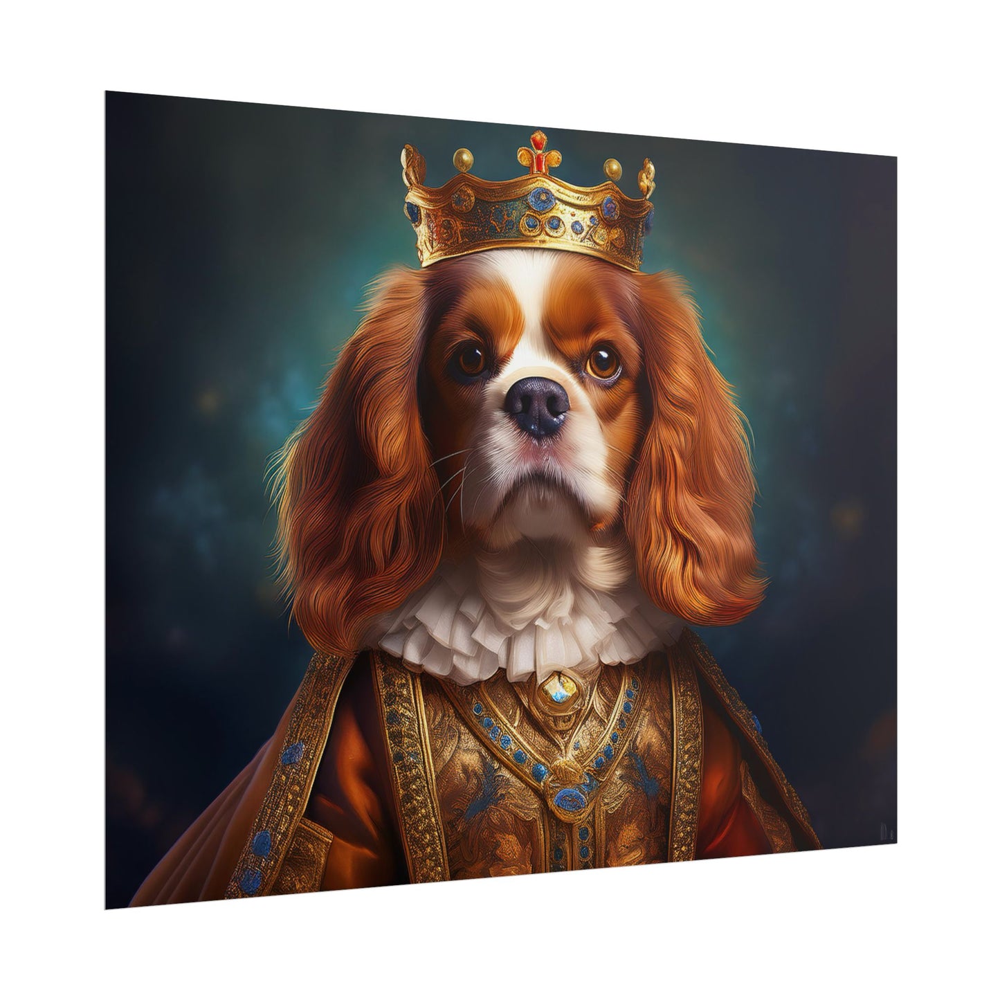 Cavalier King Charles Spaniel Art Pet Portrait Print, Renaissance, Wall Print, Wall Art