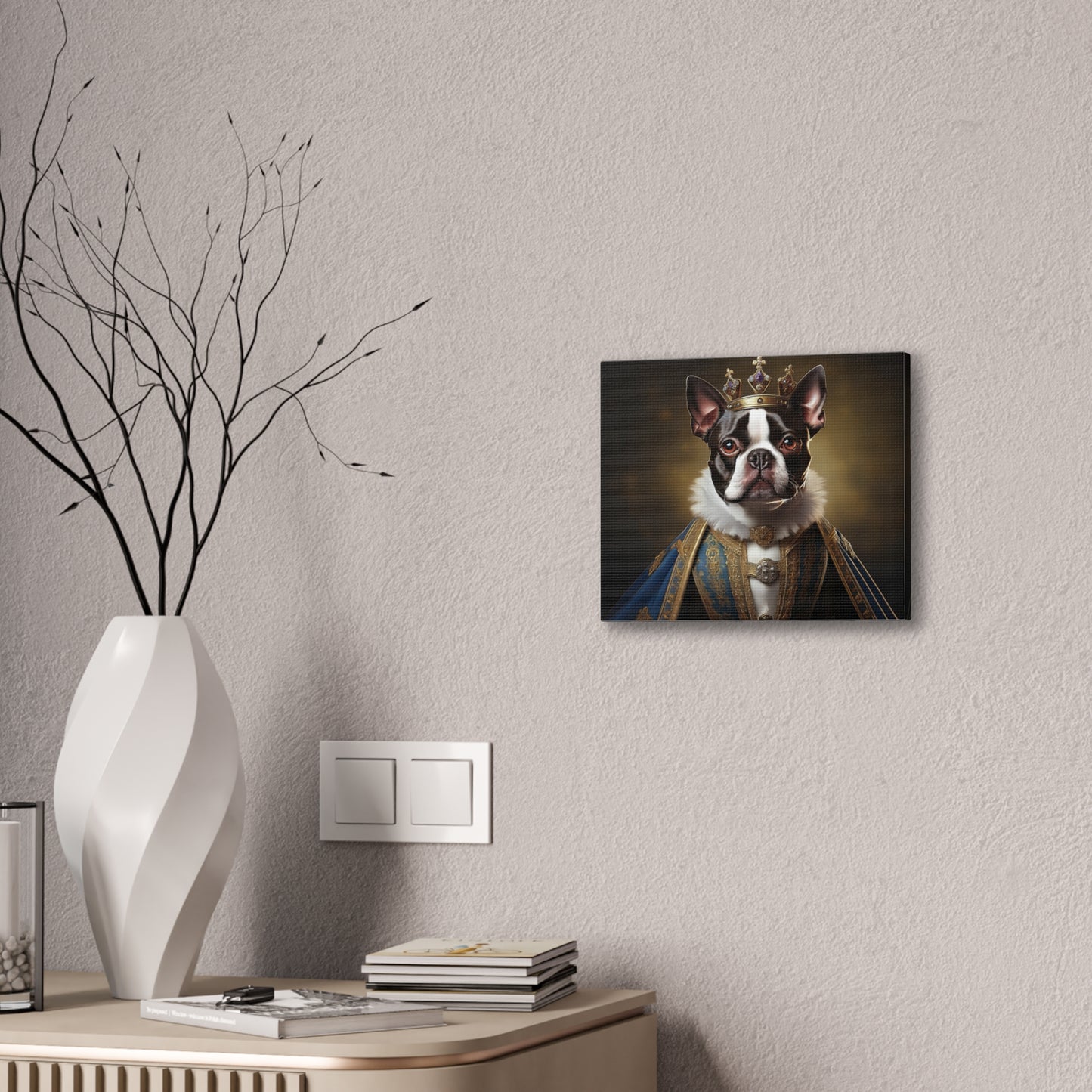 Boston Terrier Renaissance Pet Portrait on Canvas, wall print, wall art, dog portrait, dog art