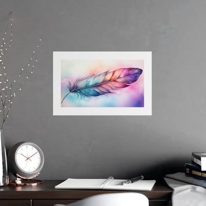 Rainbow Feather Watercolor Print - 4 | Wall Art | Wall Print
