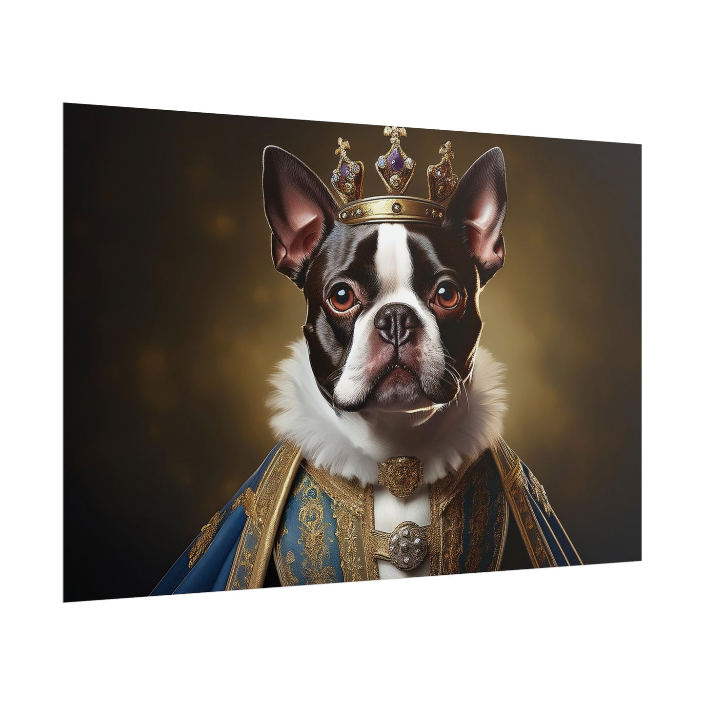 Boston Terrier Renaissance Dog Portrait Art Print, Wall Decor Gift, Animal Lover Home Decor, Dog Wall Art