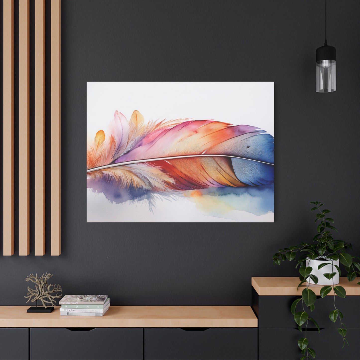 Rainbow Feather Watercolor Canvas Print - 3 | Elegant Wall Art & Prints | Unique Home Decor | Wall Print | Wall Art