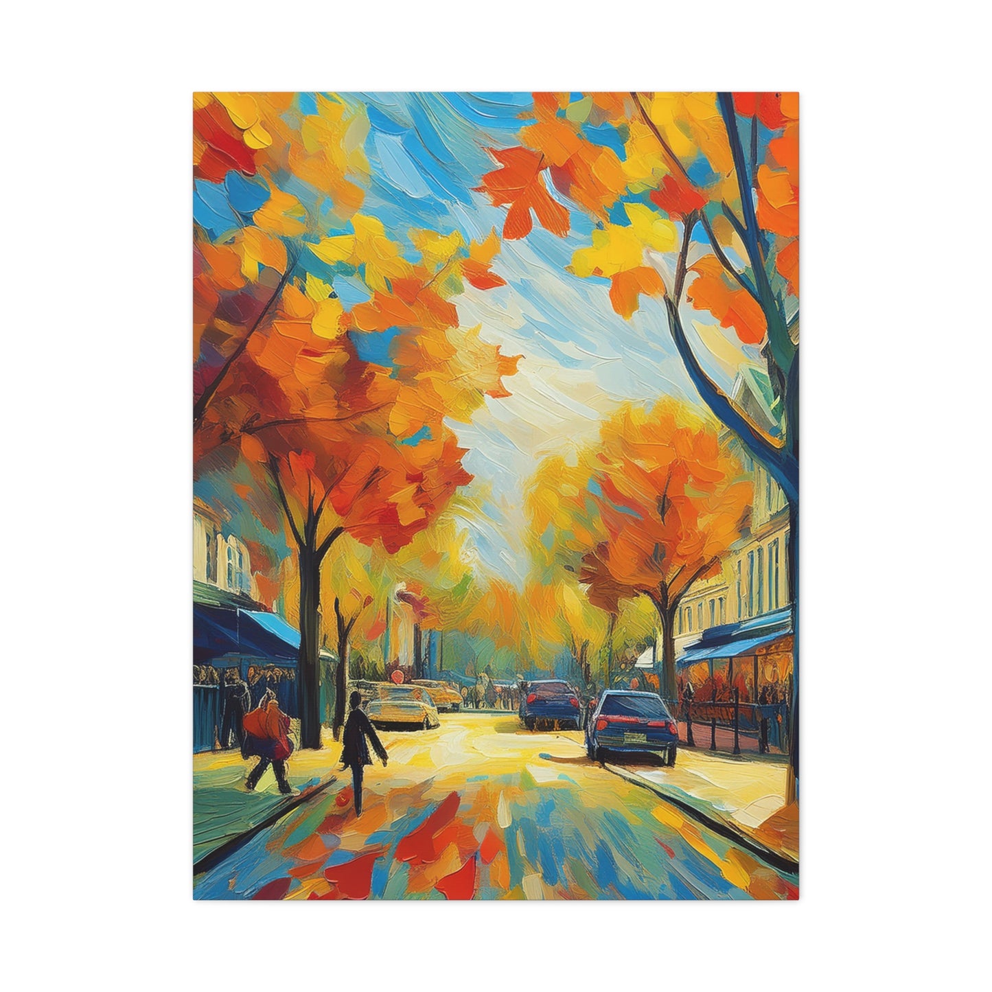 Fall Leaves In the City Painting Canvas Wall Art | Wall Art | Wall Print