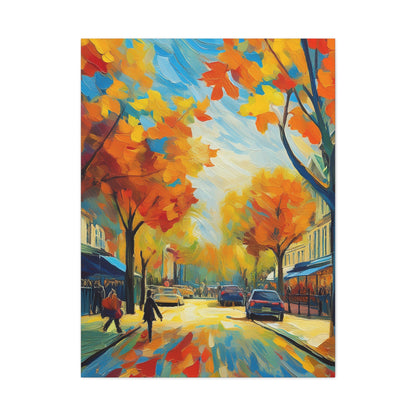 Fall Leaves In the City Painting Canvas Wall Art | Wall Art | Wall Print