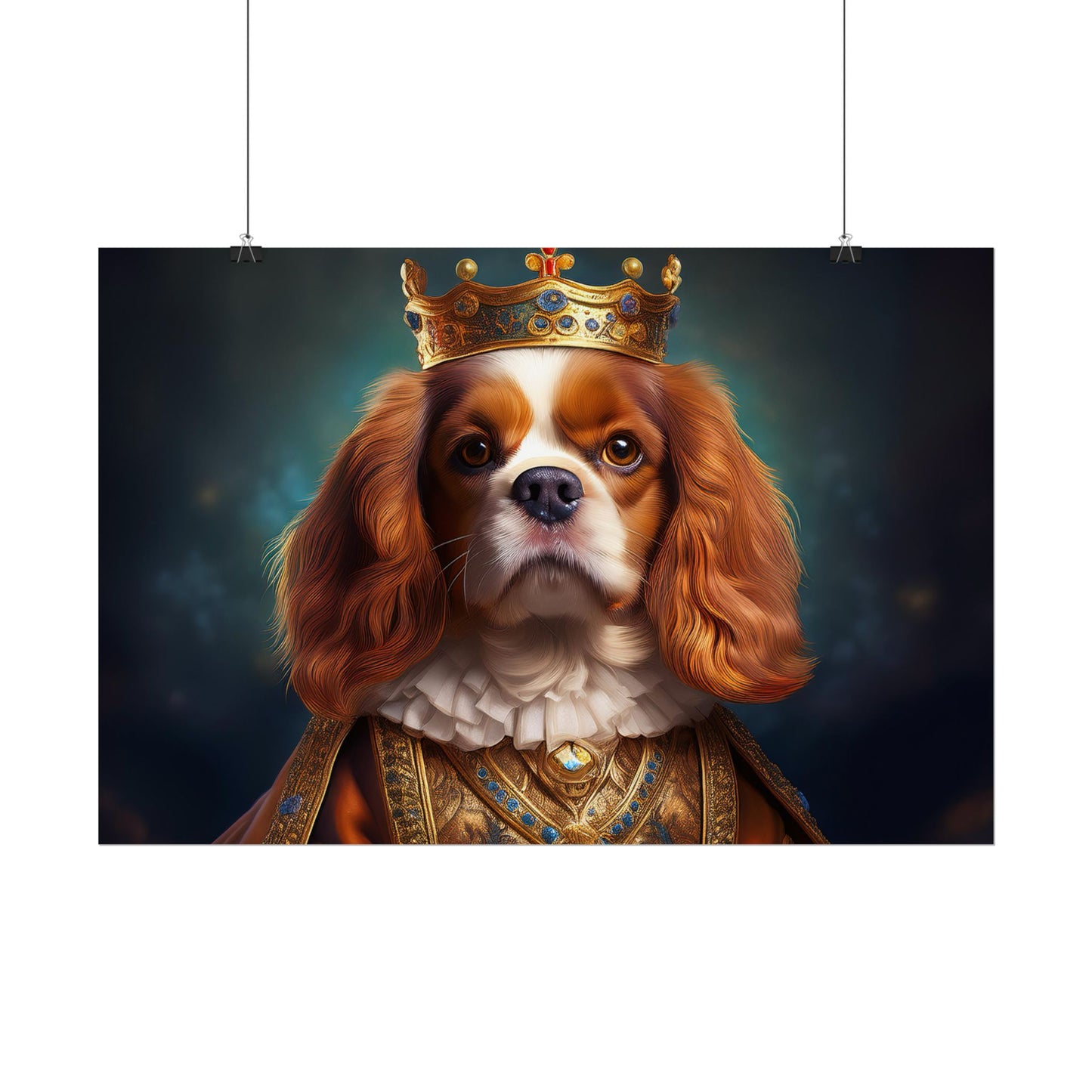 Cavalier King Charles Spaniel Art Pet Portrait Print, Renaissance, Wall Print, Wall Art