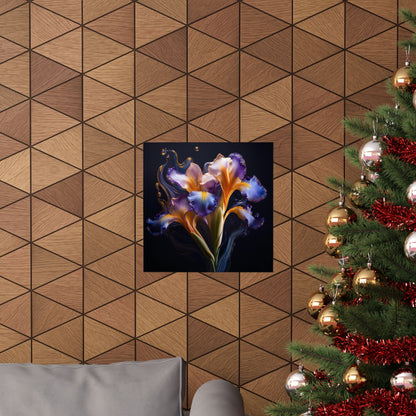 Abstract Square Floral Iris Wall Art Print | Style 3 | Wall Print | Wall Art | Botanical Art