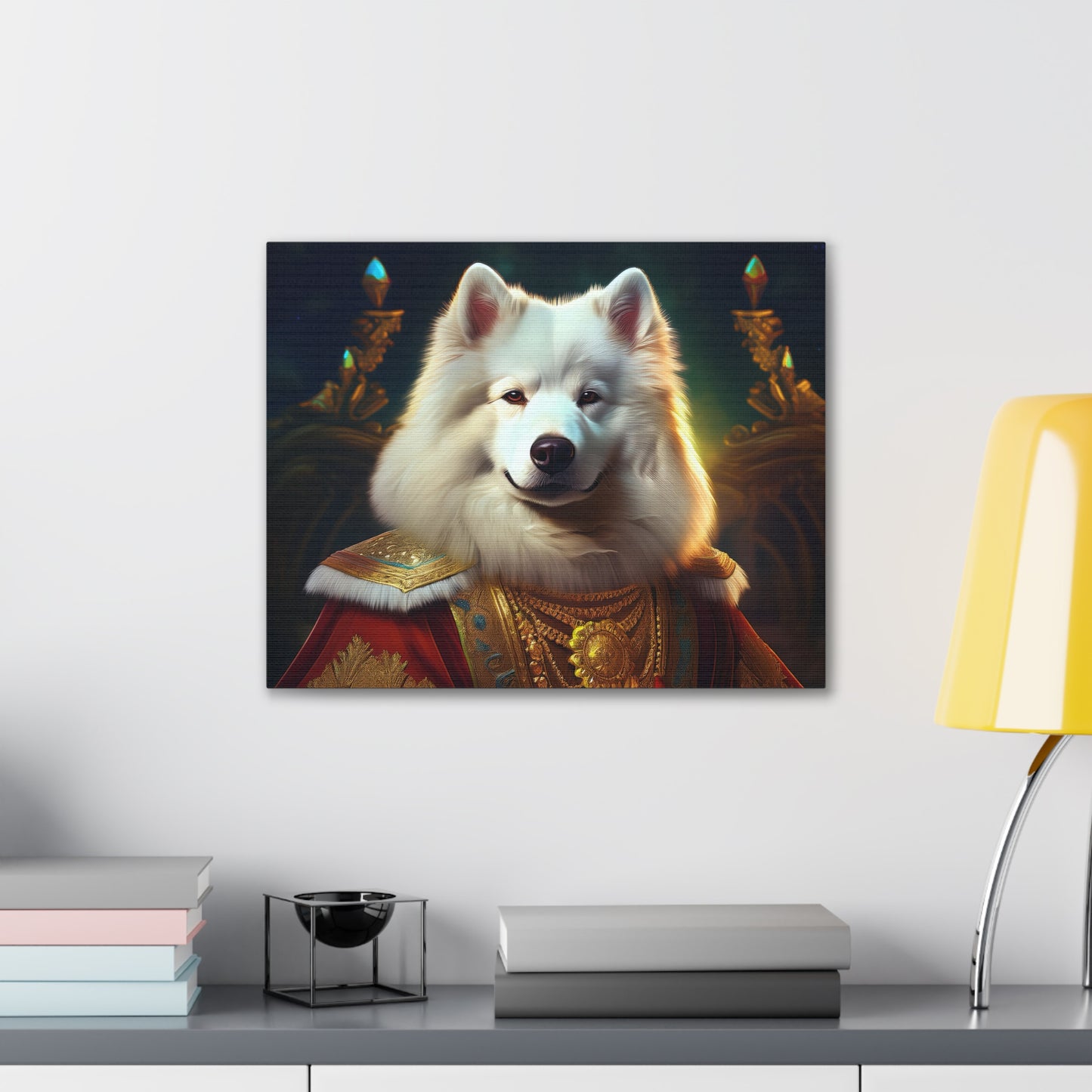 Regal Samoyed Canvas Art, Pet Wall Decor, Dog Portrait, Unique Home Decor, Animal Lover Gift, Noble Canine Wall Art