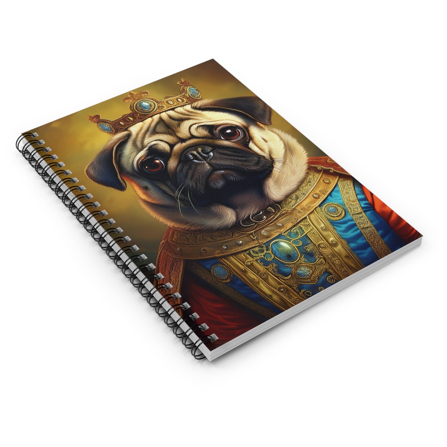 Pug Renaissance Pet Portrait Spiral Notebook, Writing Journal, Note-Taking, Unique Dog Lover Gift