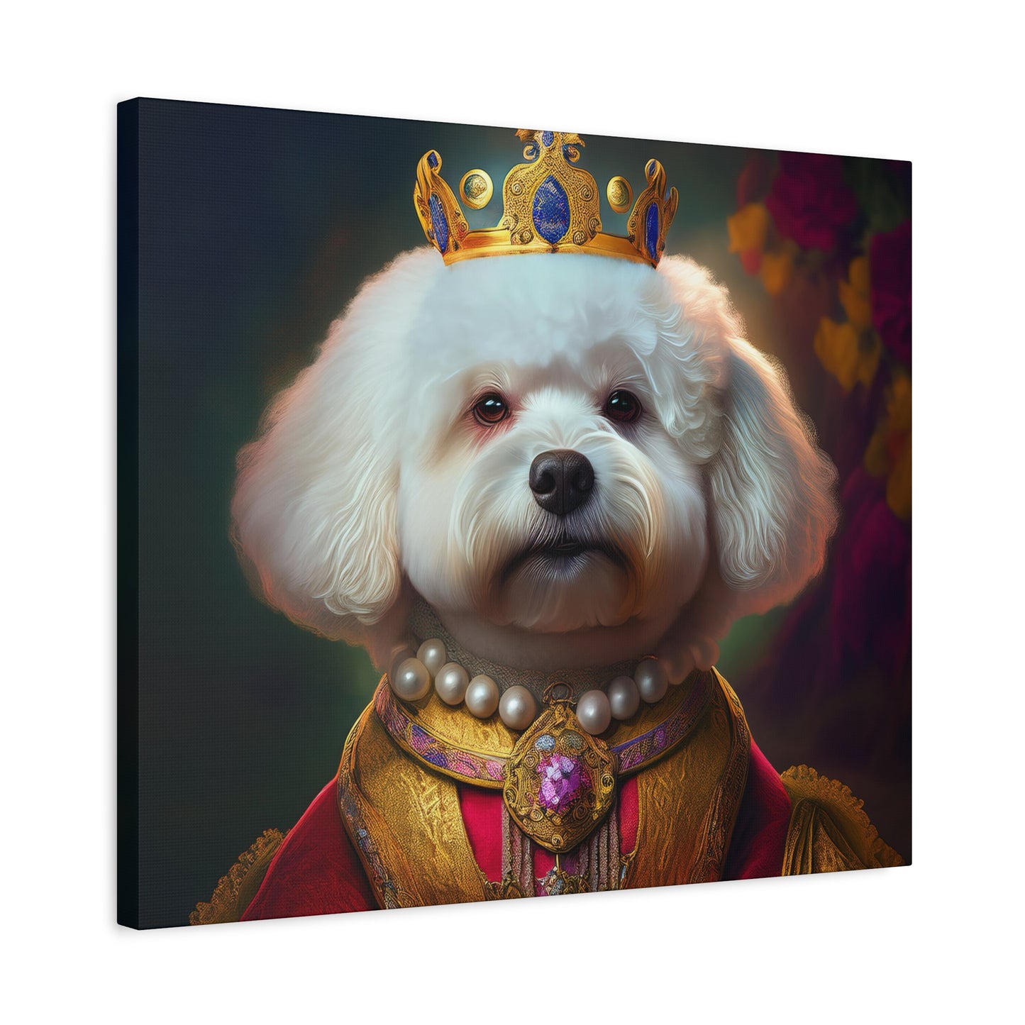 Bichon Frise Renaissance Pet Portrait on Canvas | Wall art | wall print | Dog Art