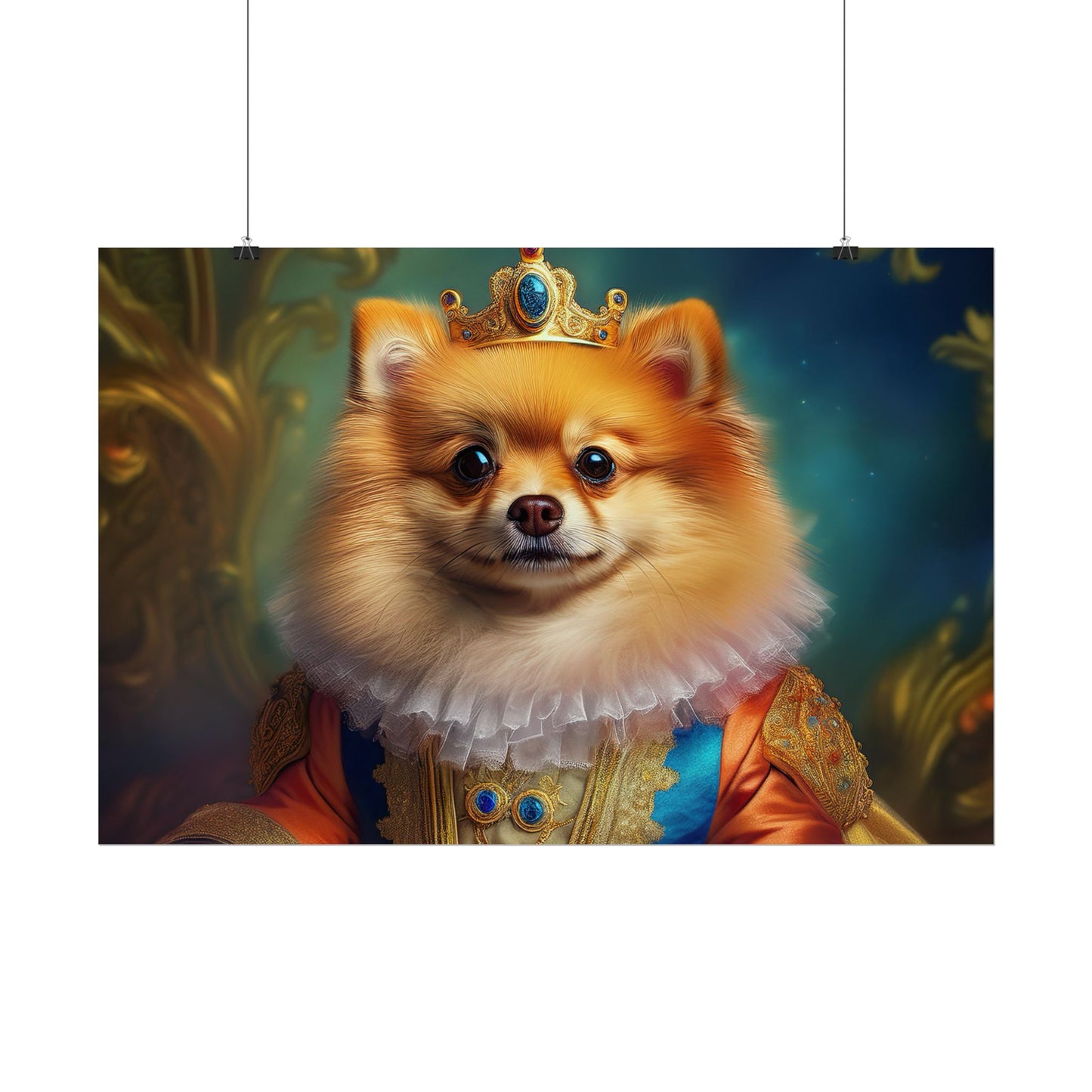 Pomeranian Renaissance Dog Portrait Art Print, Wall Decor Gift, Animal Lover Home Decor, Dog Wall Art