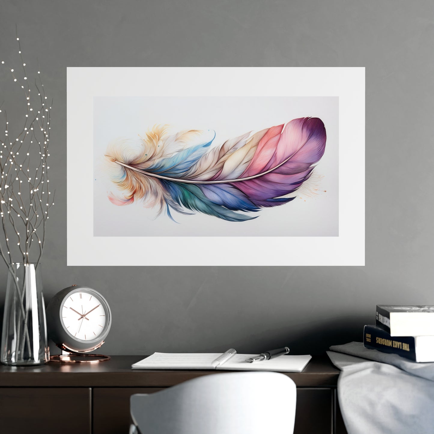 Rainbow Feather Watercolor Print - 1 | Vibrant Wall Art & Prints | Unique Home Decor | Wall Print | Wall Art