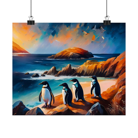 Phillip Island Little Penguins Australia Wall Art | Vibrant Wall Print | Unique Painting Print | Style 2 | Wall Art | Wall Print