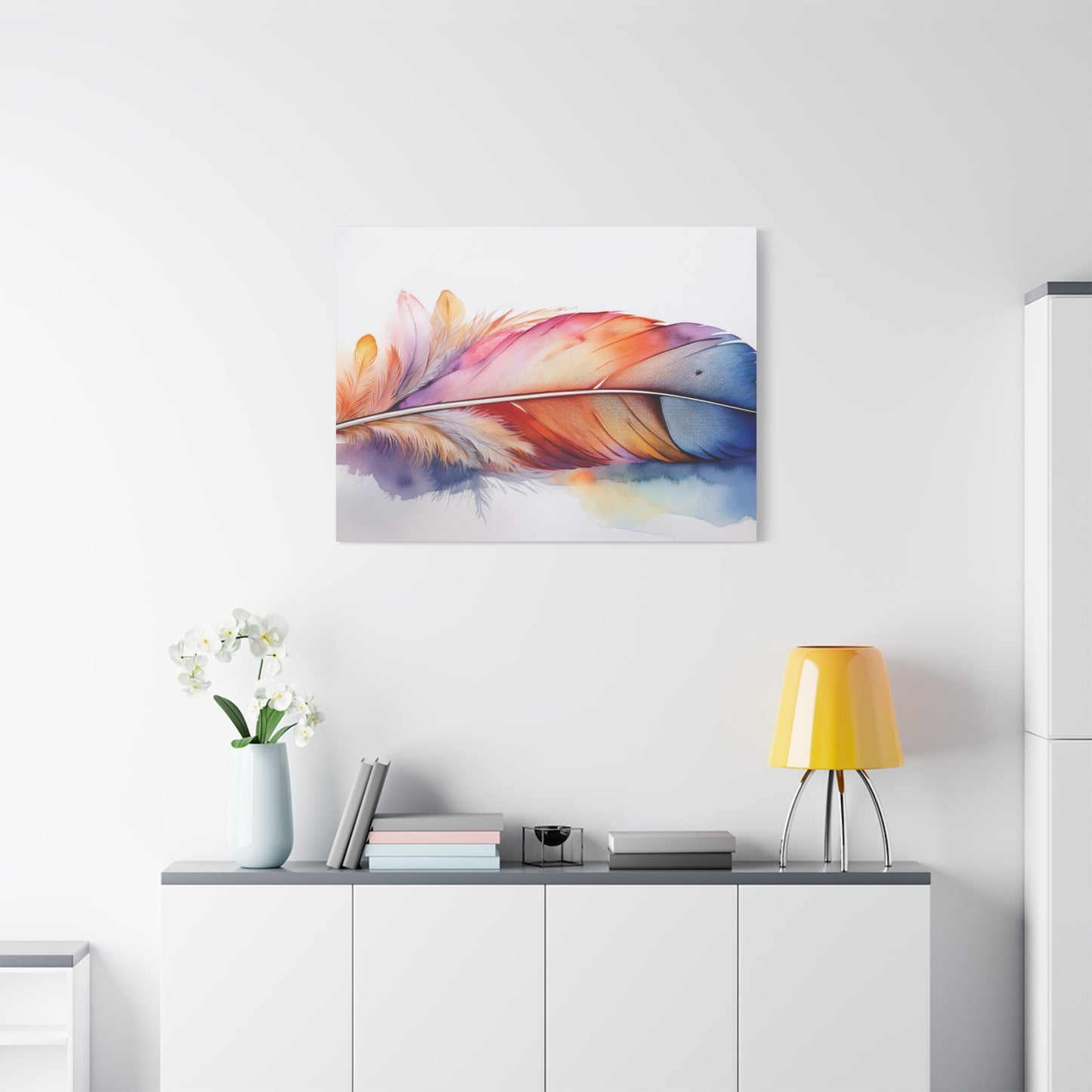 Rainbow Feather Watercolor Canvas Print - 3 | Elegant Wall Art & Prints | Unique Home Decor | Wall Print | Wall Art