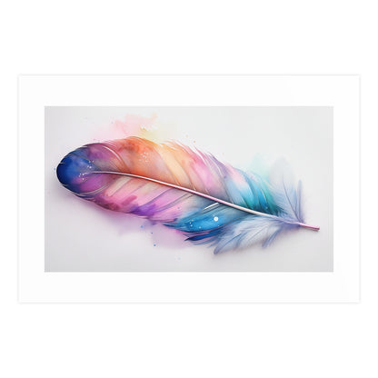 Vibrant Rainbow Feather Watercolor Print - 2 | Elegant Wall Art & Prints | Unique Home Decor | Wall Print | Wall Art