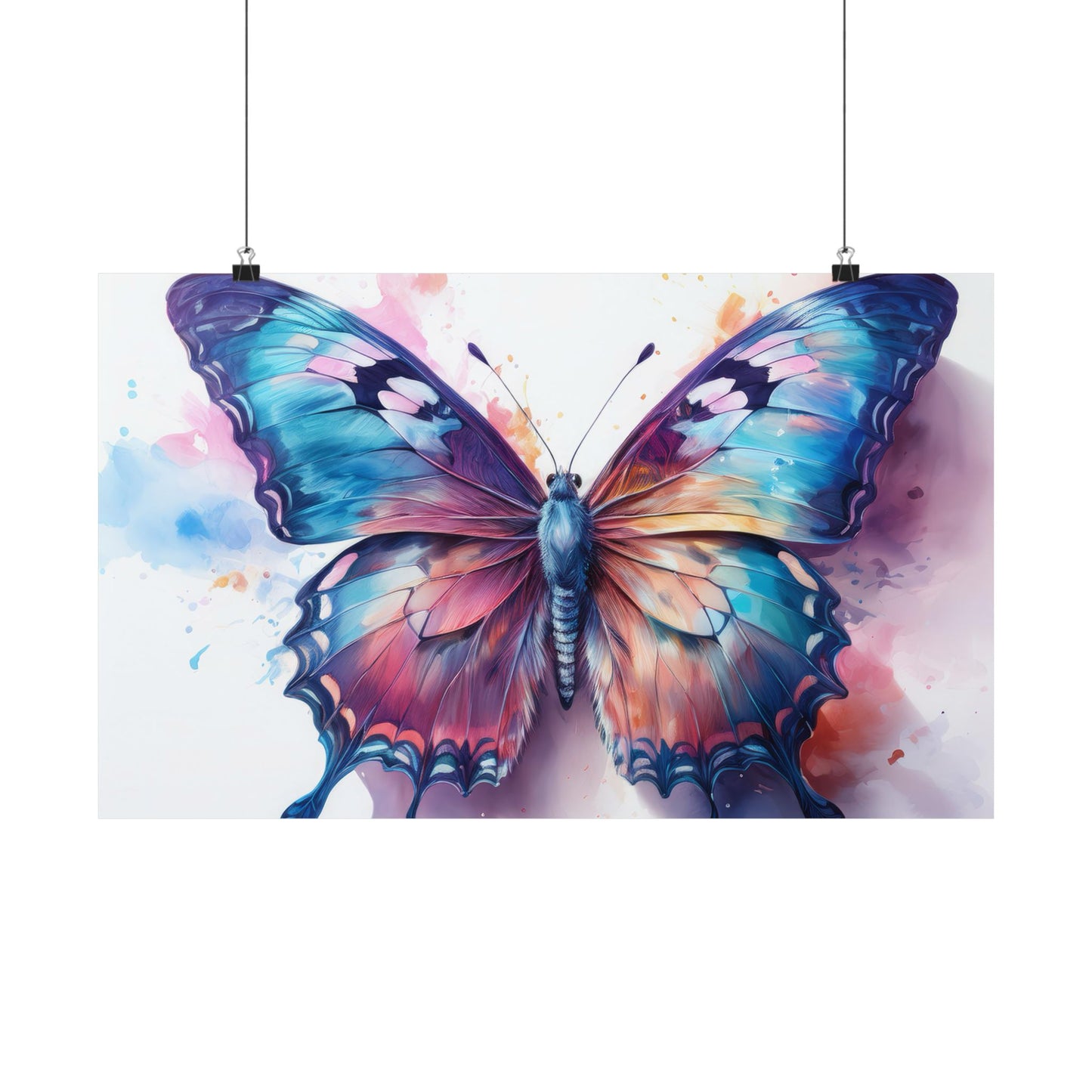 Teal, Blue & Purple Butterfly Alcohol Ink Wall Art |  Butterfly wall art | Wall Art | Wall Print