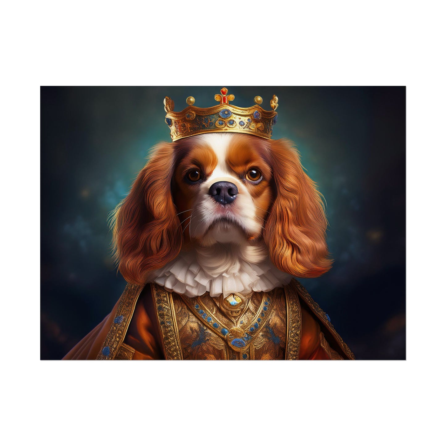 Cavalier King Charles Spaniel Art Pet Portrait Print, Renaissance, Wall Print, Wall Art