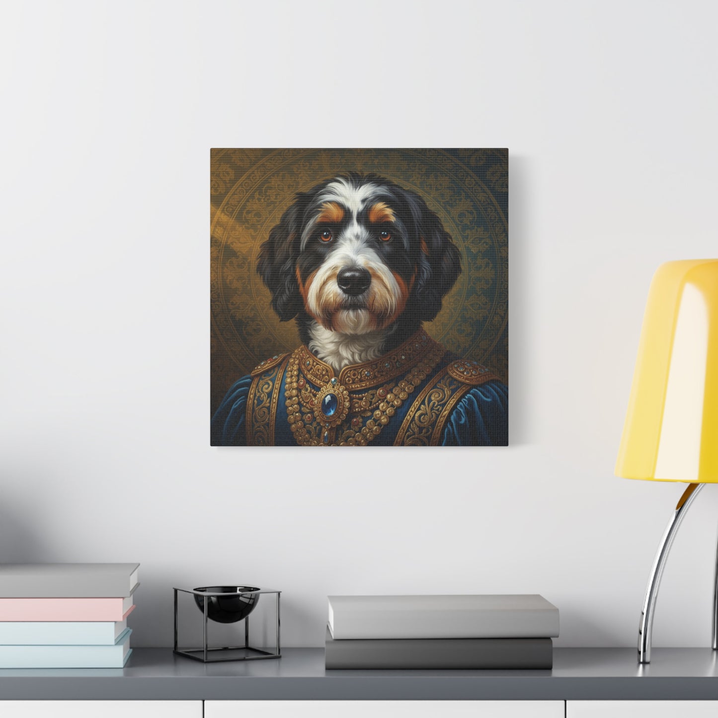 Bernedoodle Renaissance Dog Portrait Canvas Art, Pet Portrait Wall Decor, Animal Lover Gift, Home Decoration, Unique Dog Artwork