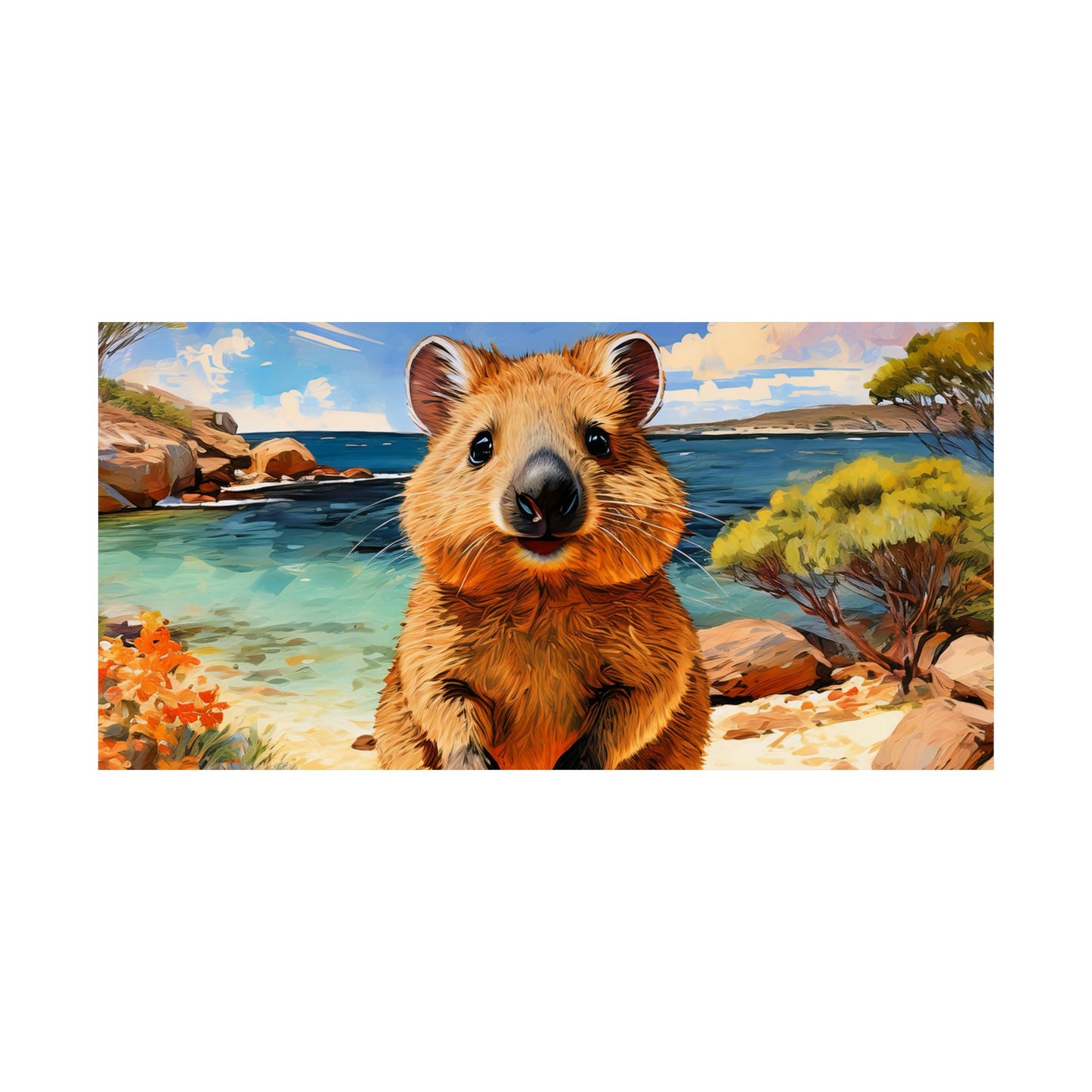 Quokkas at Rottnest Island Western Australia Print |  Unique Painting Print | Style 1 | Wall Art | Wall Print