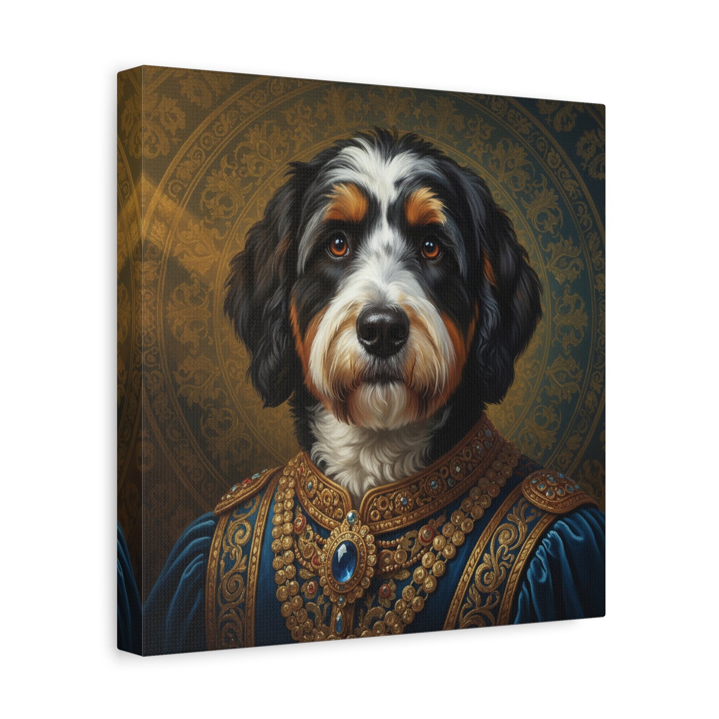 Bernedoodle Renaissance Dog Portrait Canvas Art, Pet Portrait Wall Decor, Animal Lover Gift, Home Decoration, Unique Dog Artwork