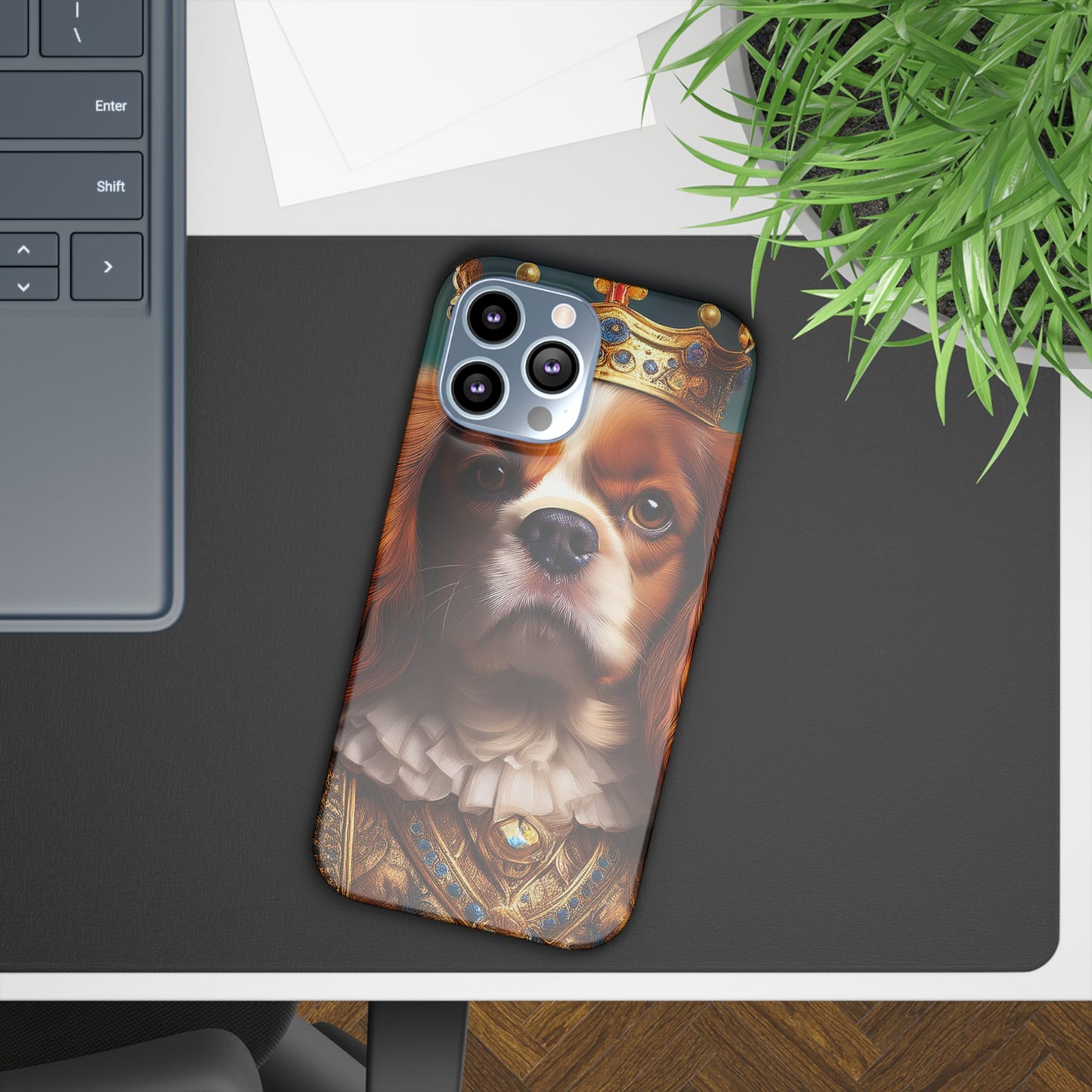 Cavalier King Charles Renaissance Dog Portrait Slim Phone Case