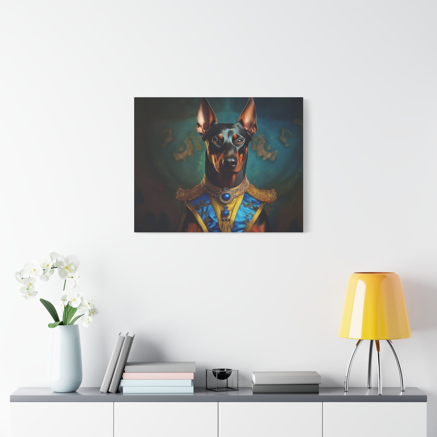 Doberman Pinscher Renaissance Pet Portrait on Canvas | wall art | wall print | Dog Art