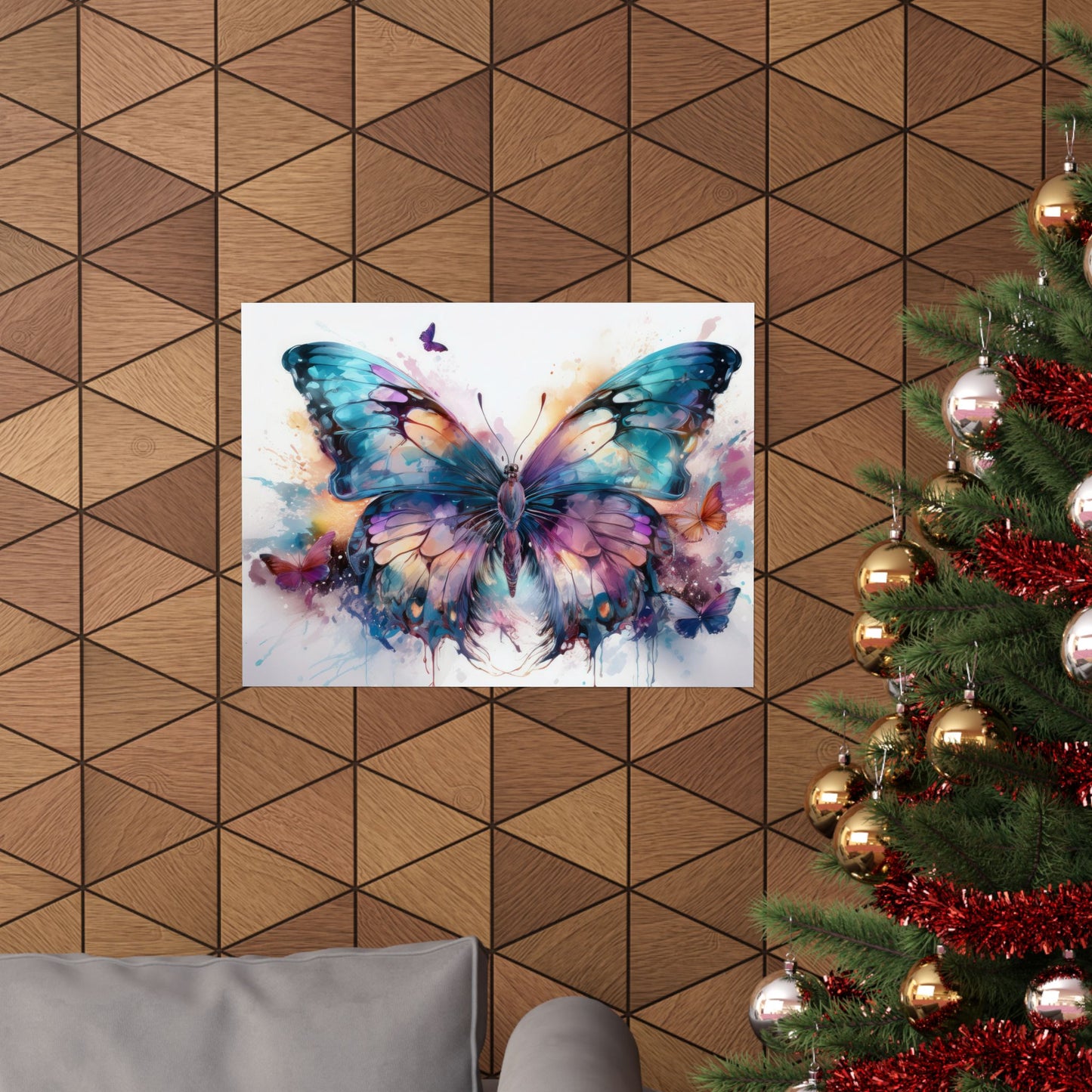Teal, Orange & Purple Butterfly Alcohol Ink Wall Art | Butterfly wall art | Wall Art | Wall Print