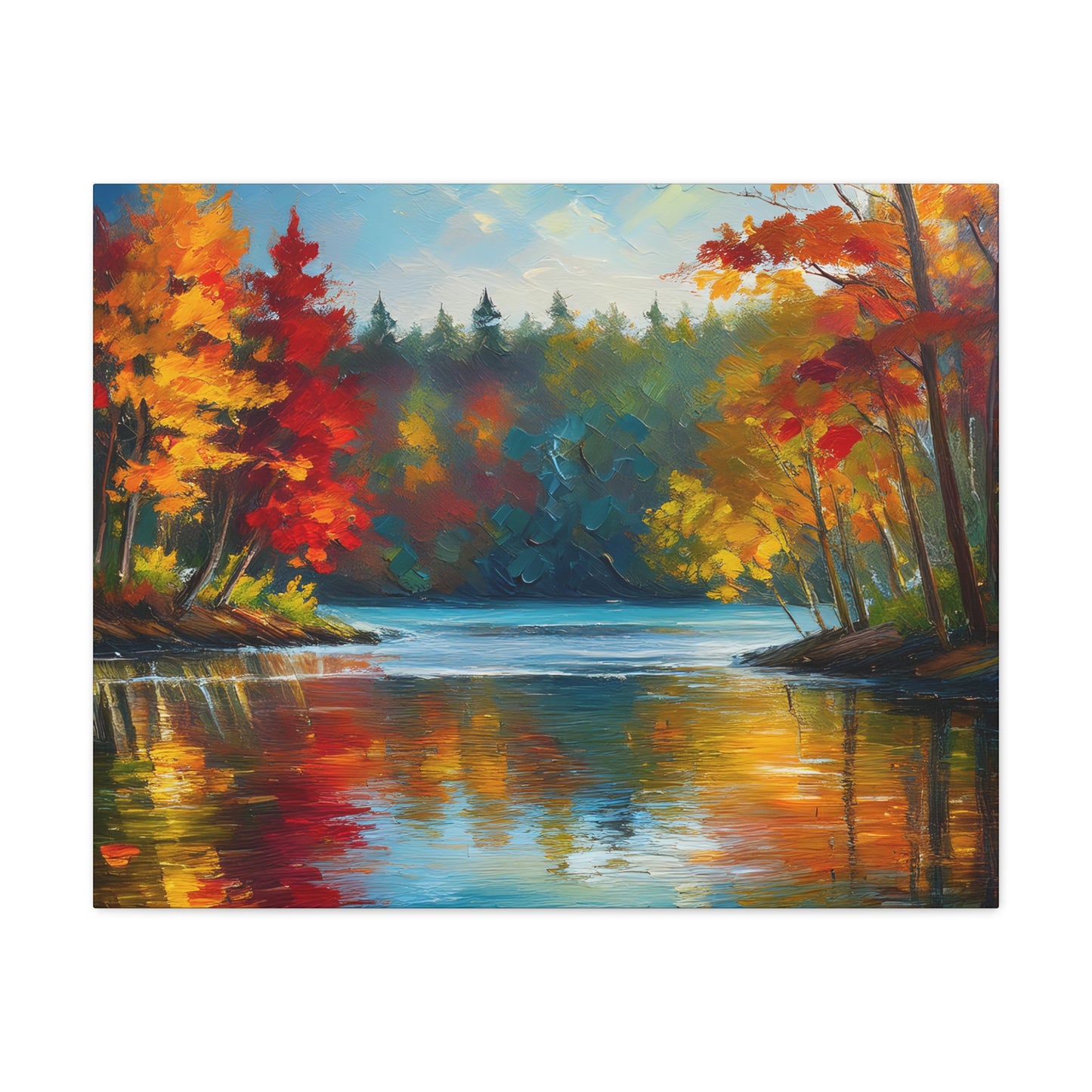 Fall Leaves on the Lake on Canvas | wall art |  wall print