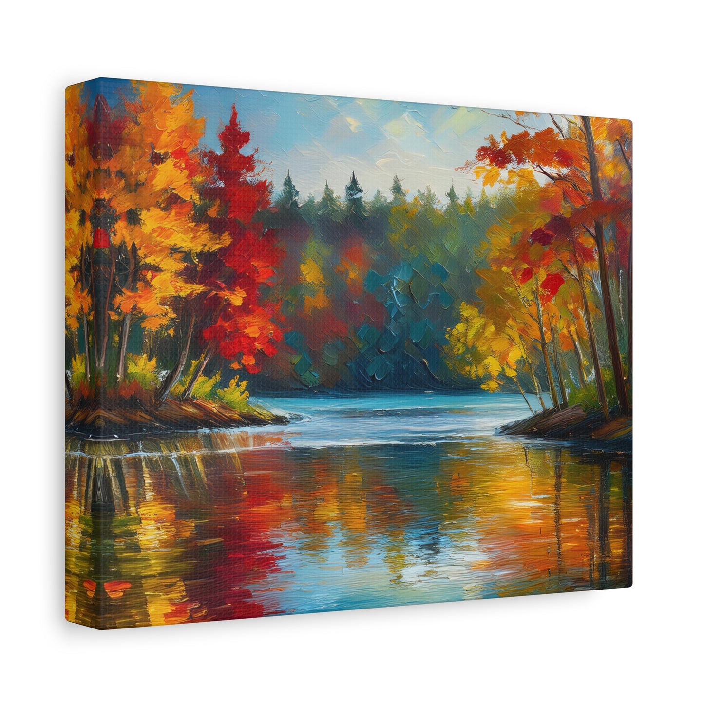 Fall Leaves on the Lake on Canvas | wall art |  wall print