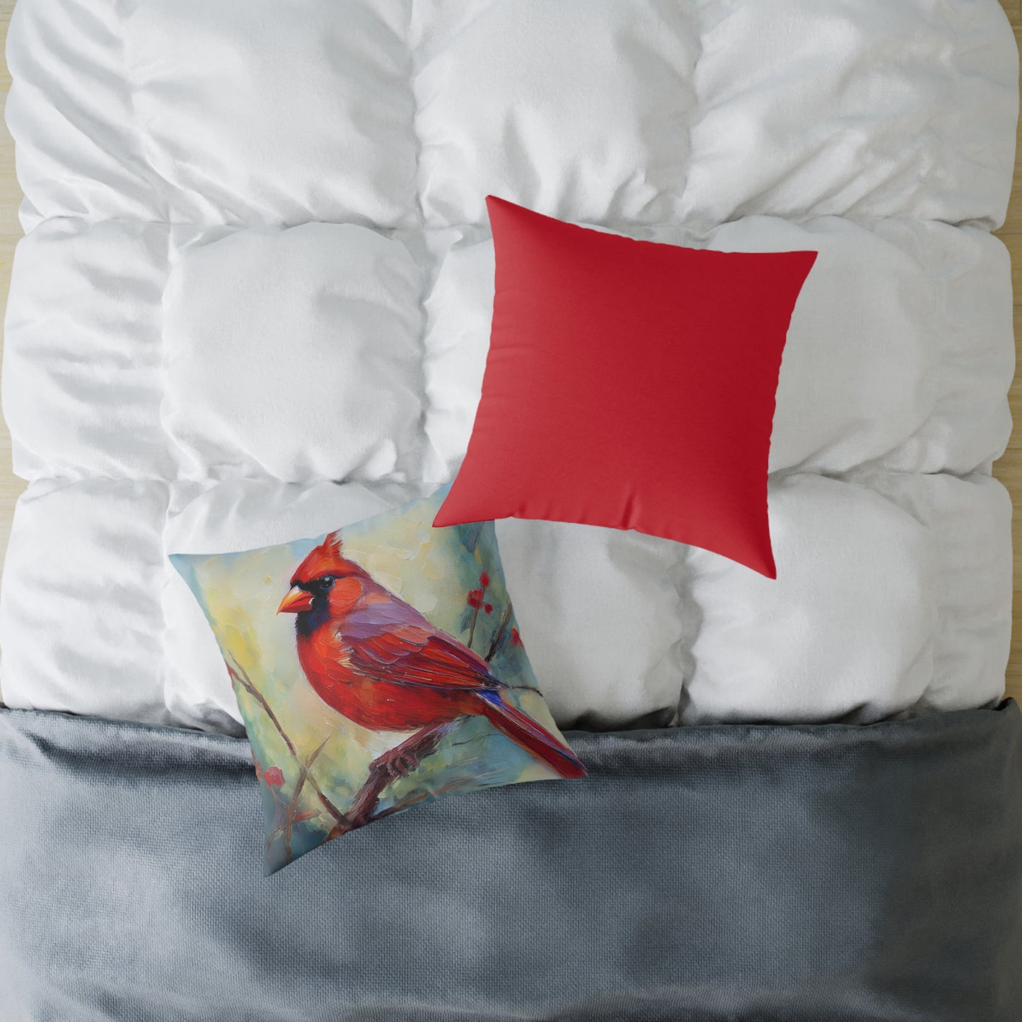 Vibrant Red Cardinal Pillow, Nature Decor, Home Accent, Gift for Bird Lovers, Cozy Living Room Cushion
