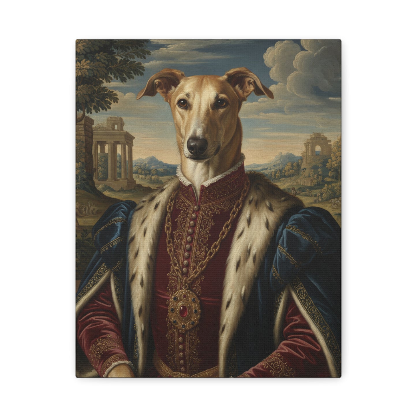 Azawakh Renaissance Portrait Canvas, Pet Lovers Decor, Animal Art Print, Dog Owner Gift, Custom Pet Artwork, Home Wall Art