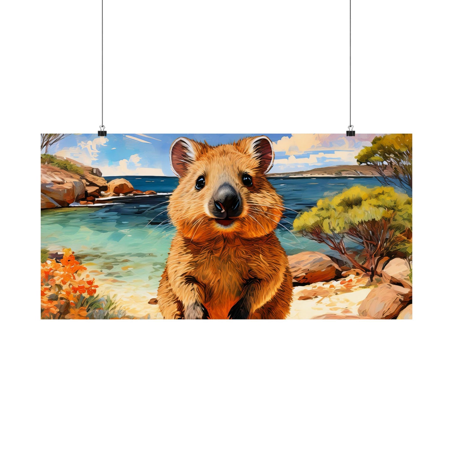 Quokkas at Rottnest Island Western Australia Print |  Unique Painting Print | Style 1 | Wall Art | Wall Print
