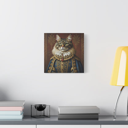 Maine Coon Renaissance Cat Portrait on Canvas Wall Art, Cat Lover Gift, Home Decor, Pet Art, Unique Artwork for Cat Owners, Feline Wall Decoration