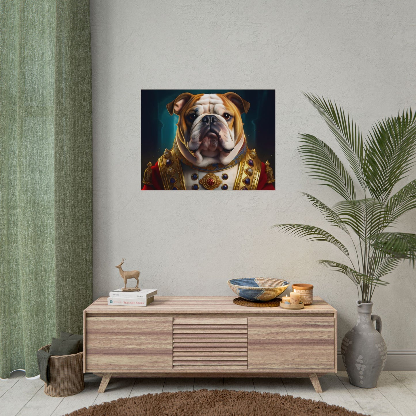 English Bulldog Renaissance  Dog Pet Portrait Print | Wall Art | Wall Print