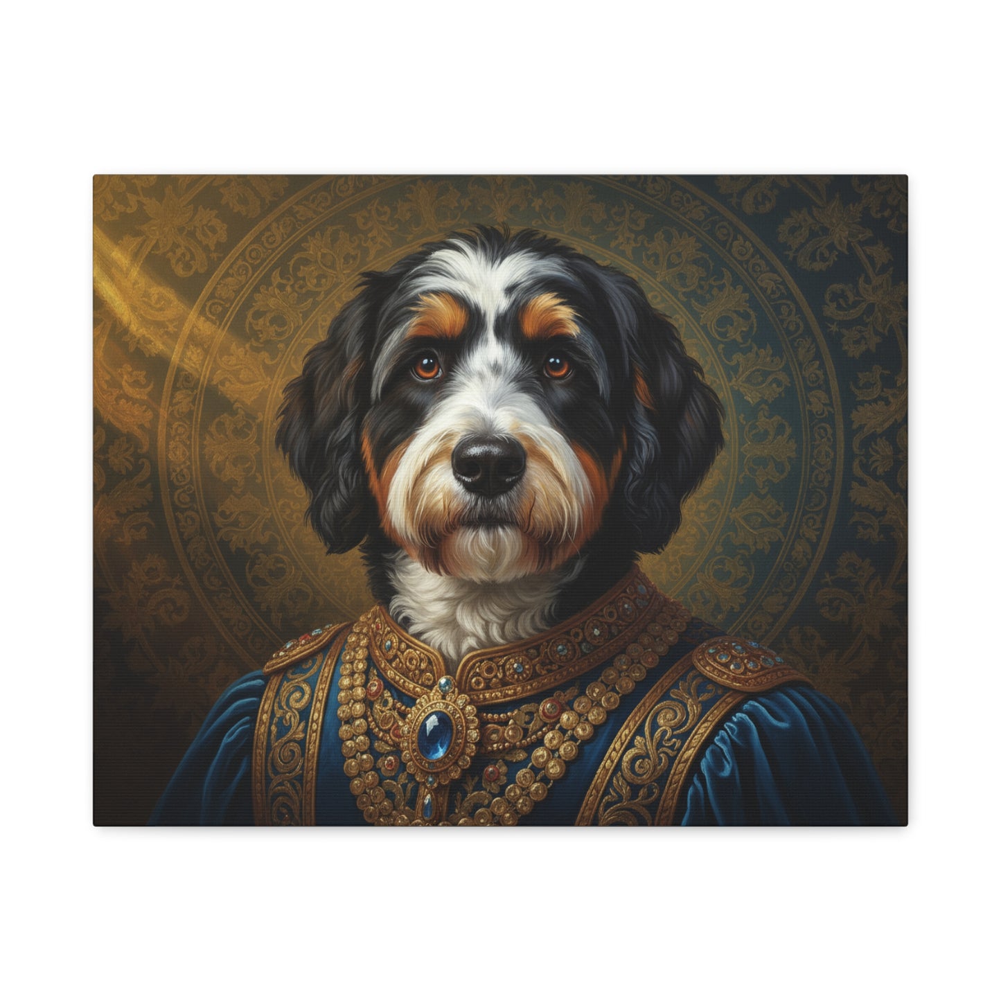 Bernedoodle Renaissance Dog Portrait Canvas Art, Pet Portrait Wall Decor, Animal Lover Gift, Home Decoration, Unique Dog Artwork