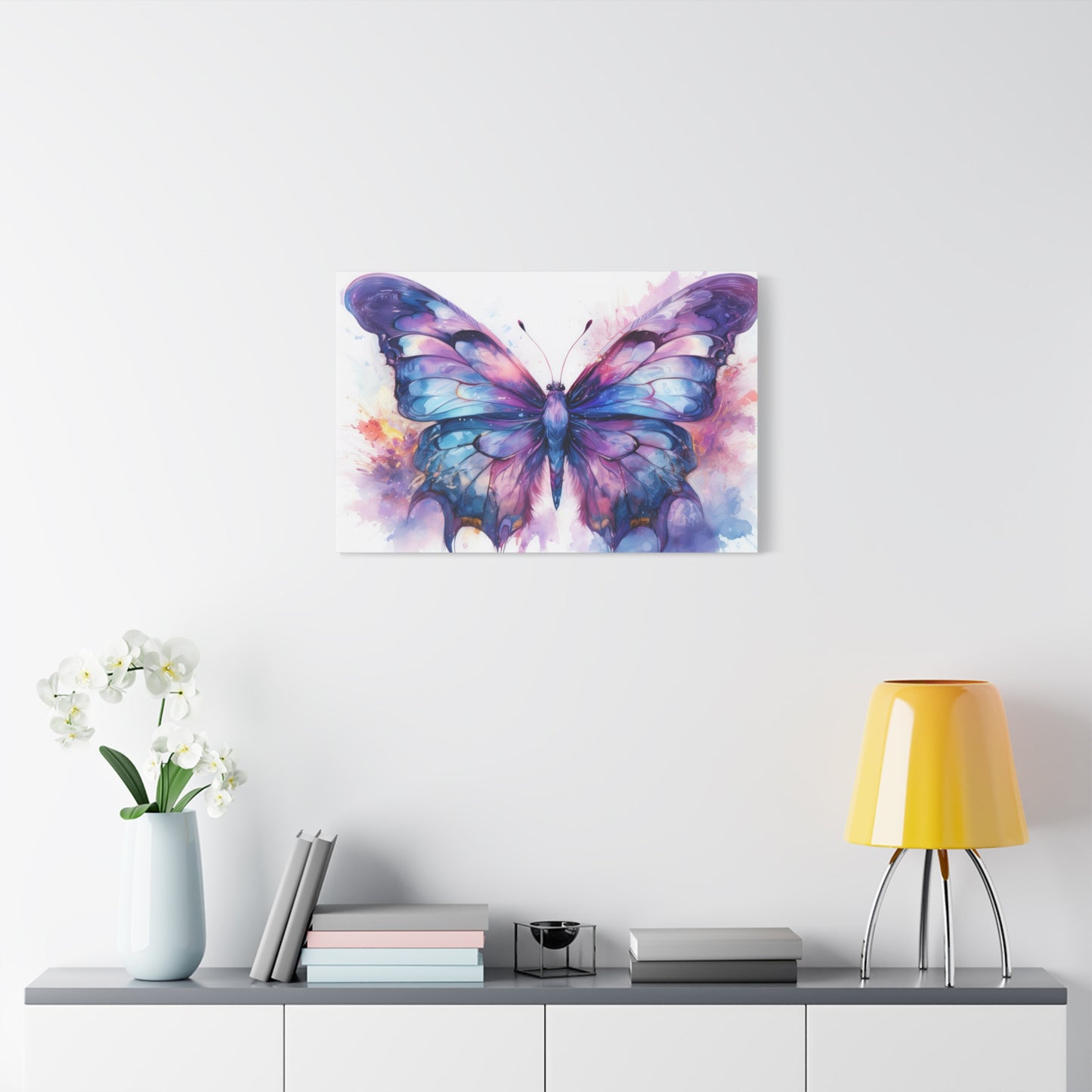 Blue & Purple Butterfly Alcohol Ink Canvas Art | Butterfly Decor | Wall Art | Wall Print