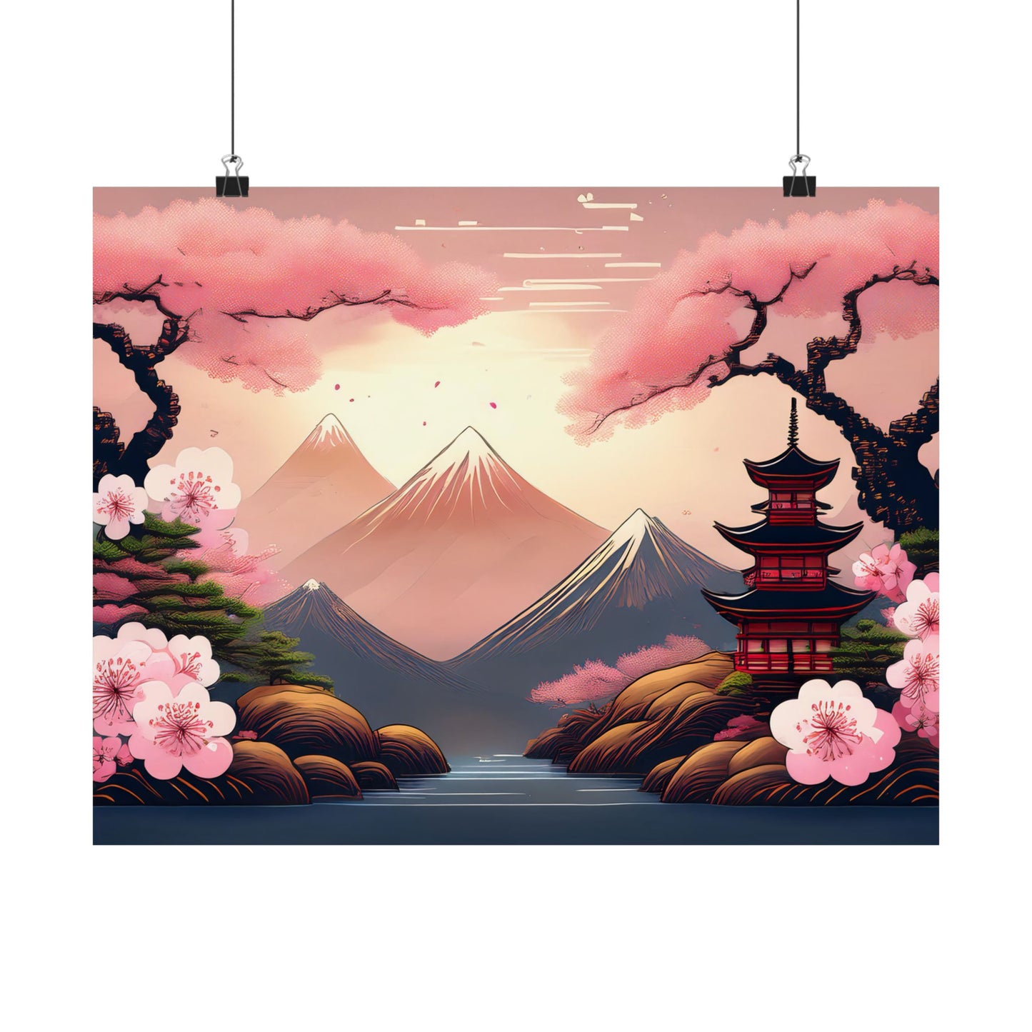 Japanese Cherry Blossom Wall Art Print | Wall Art | Wall Print | Japanese Wall Art