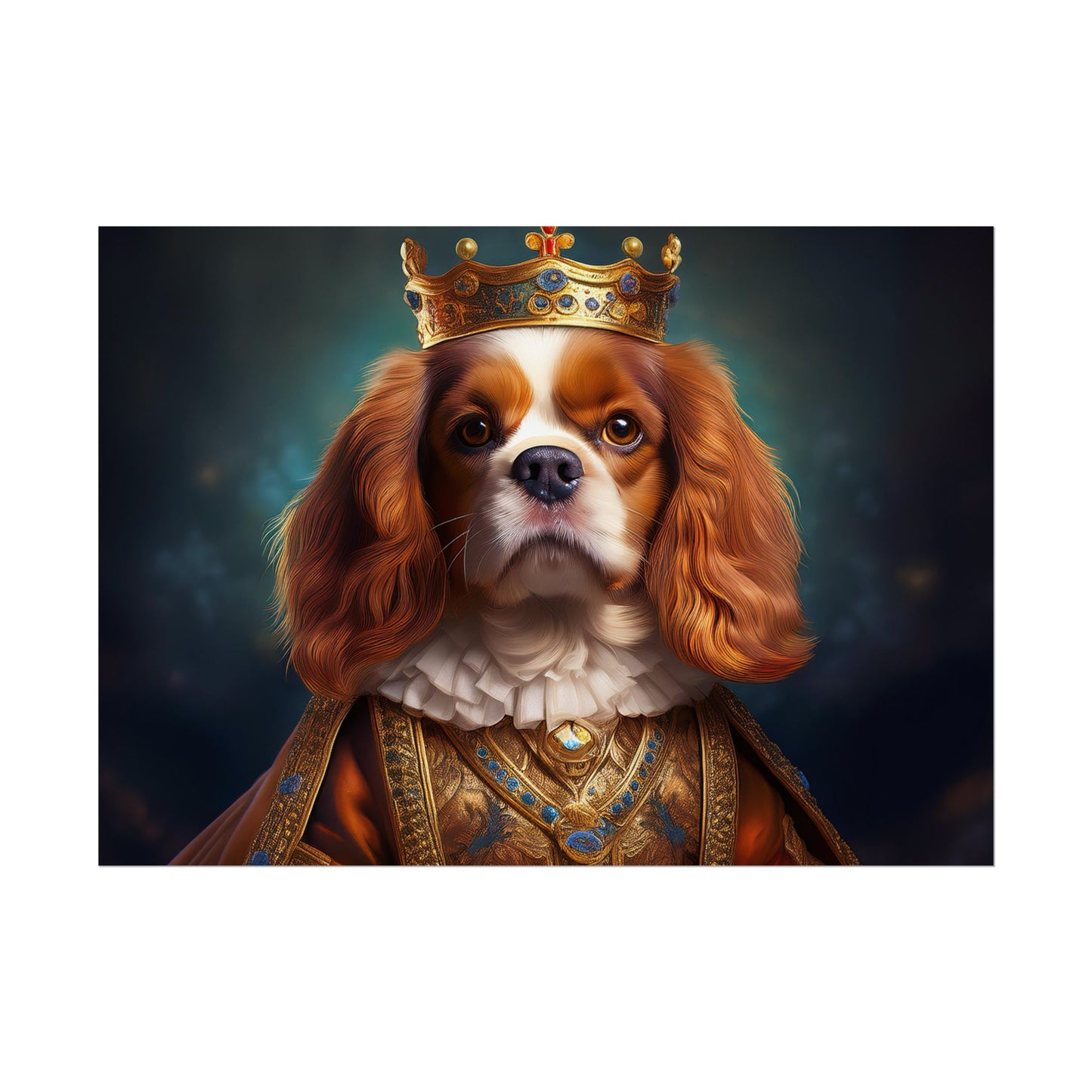 Cavalier King Charles Spaniel Art Pet Portrait Print, Renaissance, Wall Print, Wall Art