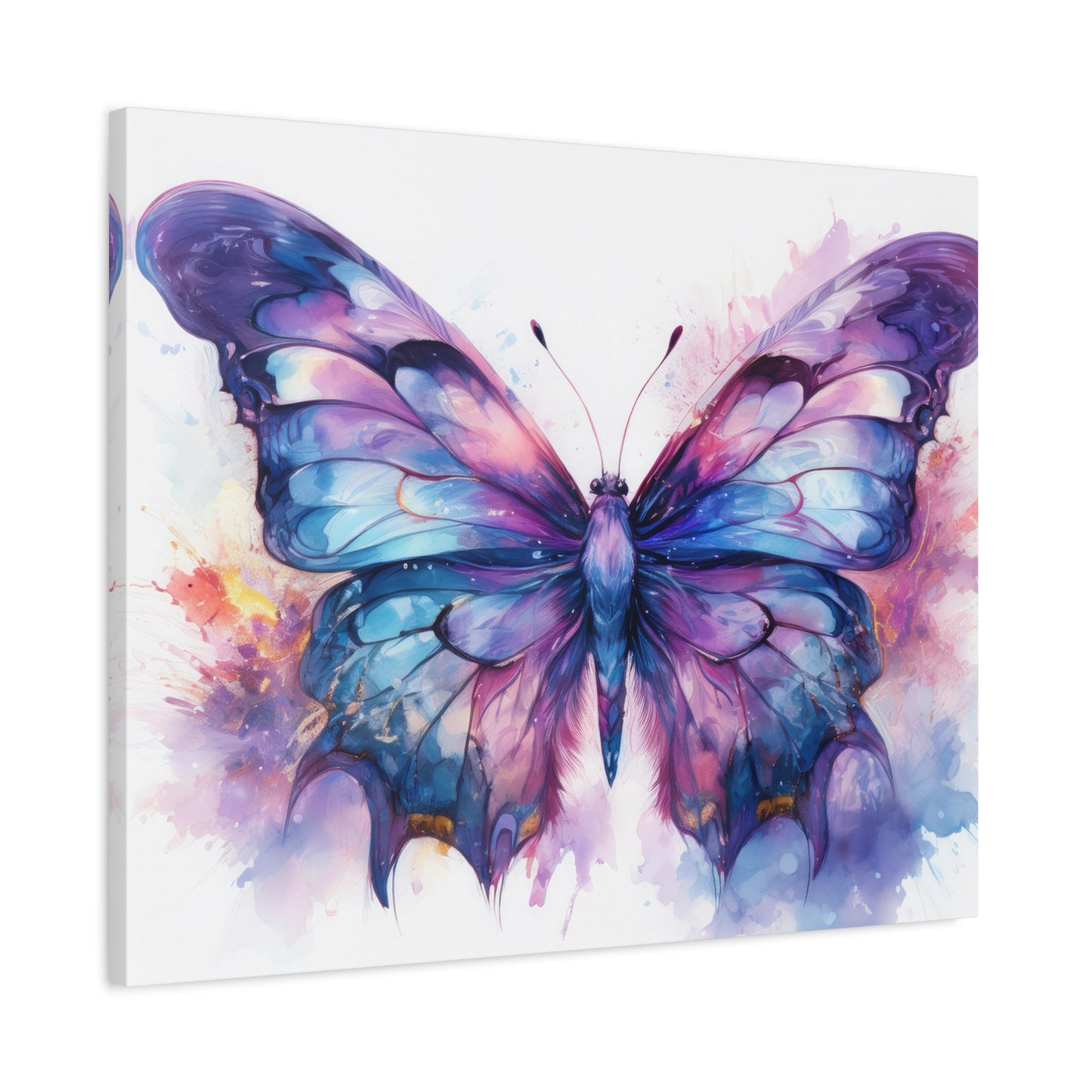 Blue & Purple Butterfly Alcohol Ink Canvas Art | Butterfly Decor | Wall Art | Wall Print