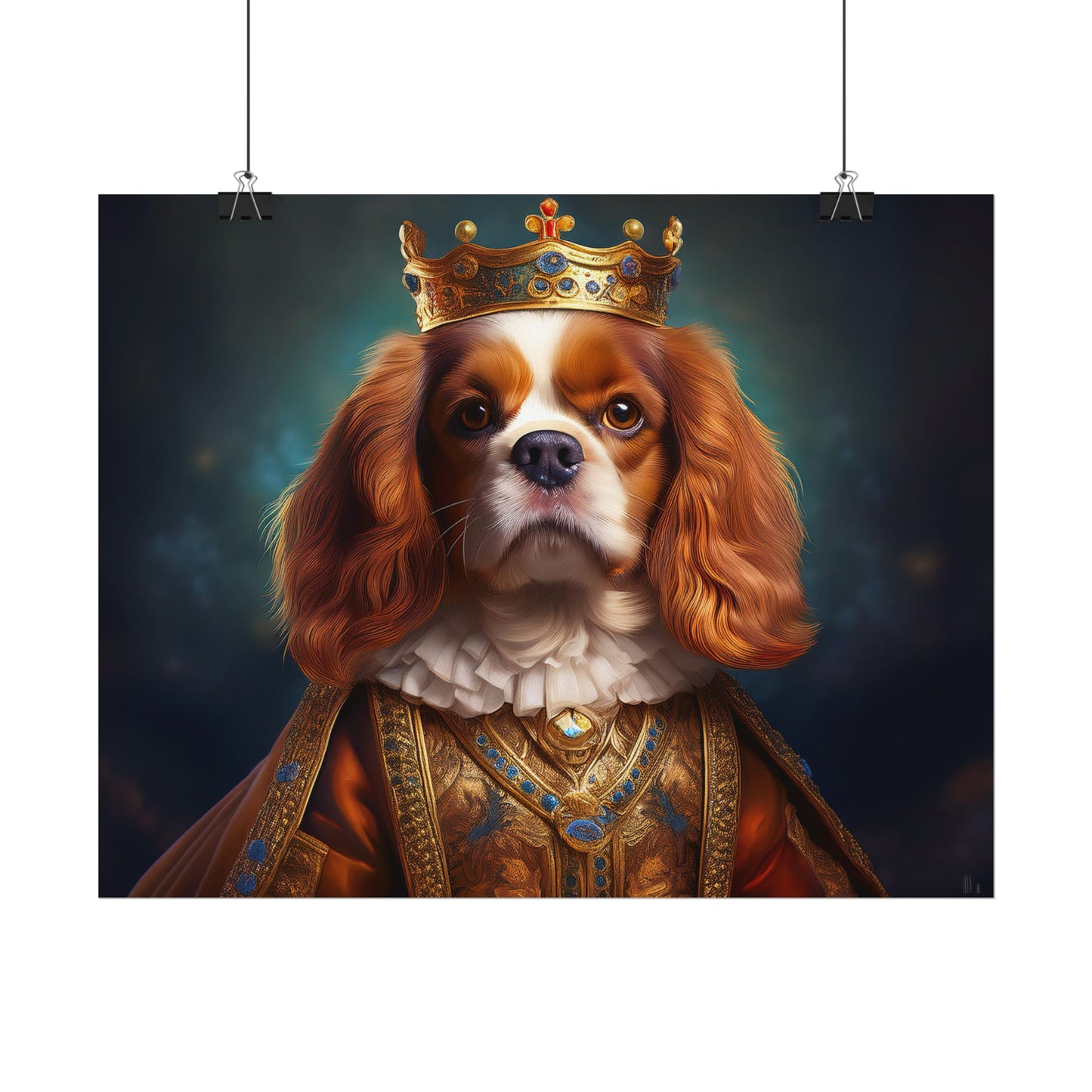 Cavalier King Charles Spaniel Art Pet Portrait Print, Renaissance, Wall Print, Wall Art