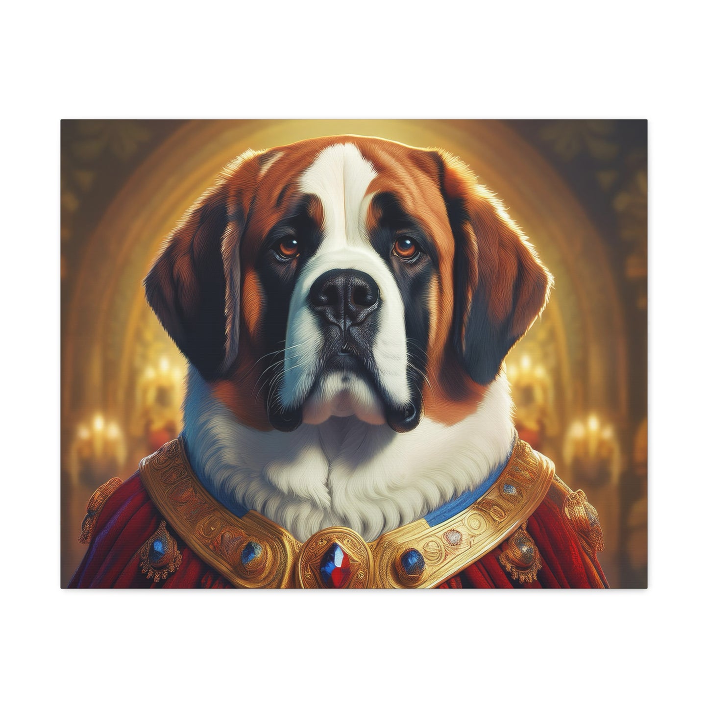 St Bernard Renaissance Portrait - Premium Canvas Wall Art, Dog Portrait, Unique Wall Print