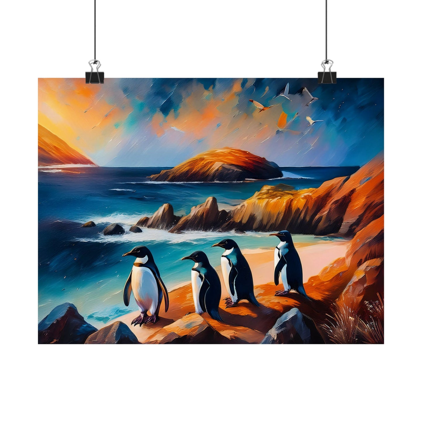 Phillip Island Little Penguins Australia Wall Art | Vibrant Wall Print | Unique Painting Print | Style 2 | Wall Art | Wall Print