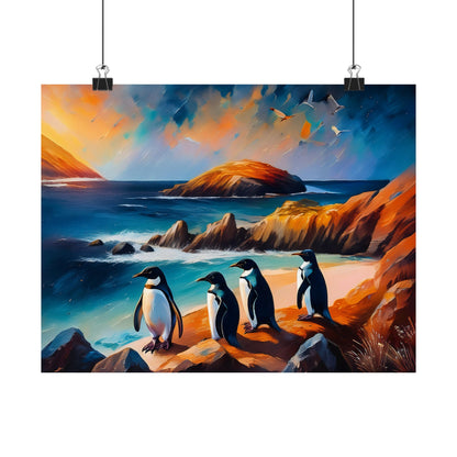 Phillip Island Little Penguins Australia Wall Art | Vibrant Wall Print | Unique Painting Print | Style 2 | Wall Art | Wall Print