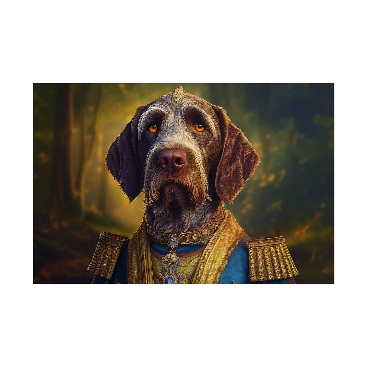 German Wirehaired Pointer Renaissance Pet Portrait Print, Pointer, Dog Lover Wall Art,  Dog Memorial Gift, wall art, wall print, dog print