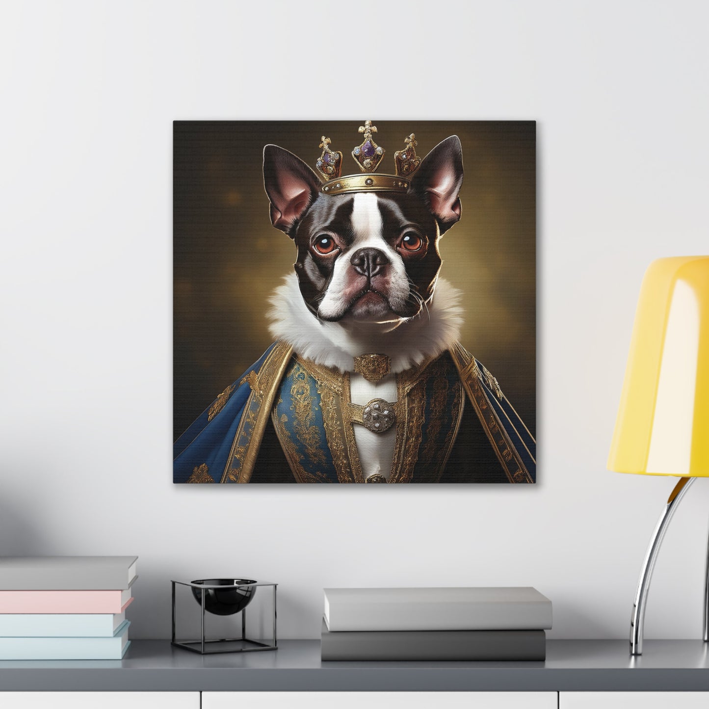 Boston Terrier Renaissance Pet Portrait on Canvas, wall print, wall art, dog portrait, dog art