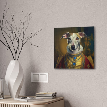 Whippet Pet Portrait Renaissance Print - Canvas, wall art, wall print, dog portrait, dog art