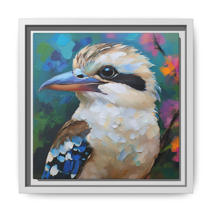 Kookaburra Australian Bird Oil Painting Framed Canvas Wall Art Print - Square Frame, Gallery Wrap, Bird Art, Home Decor, Gift for Bird
