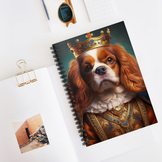 Cavalier King Charles Spaniel Renaissance Pet Portrait Spiral Notebook, pet art, dog art, journal, dog portrait